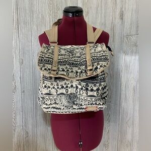 Sakroots Canvas Convertible Backpack Crossbody Bag Black and White Print